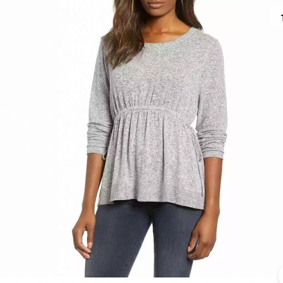 NWT Caslon Tie Waist Long Sleeve Peplum Knit Top - Picture 1 of 6